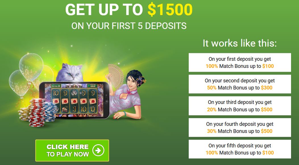 Get up to $1500 across your first 5 deposits with a generous welcome bonus offer