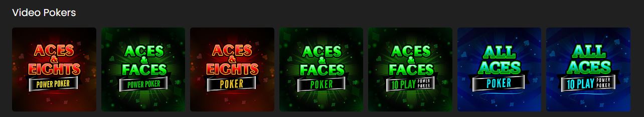 Play video poker variations including Aces and Faces and All Aces Power Poker